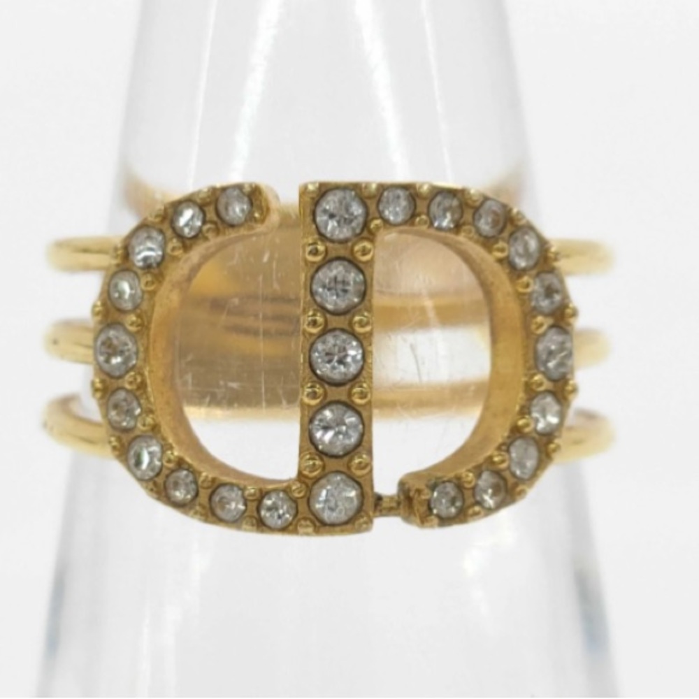 Dior CD Gold and Rhrinestone Ring size 5